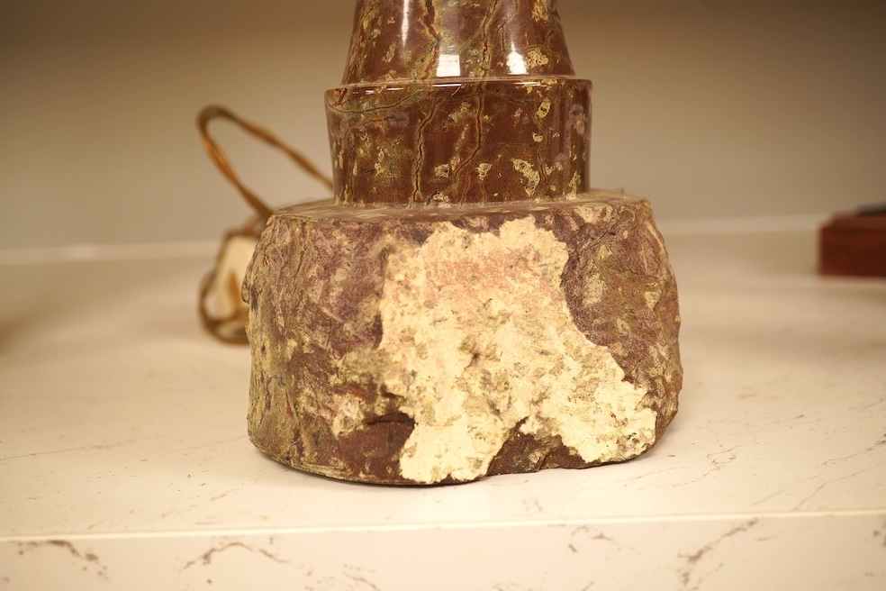 A serpentine lamp modelled as a lighthouse, 34cm high